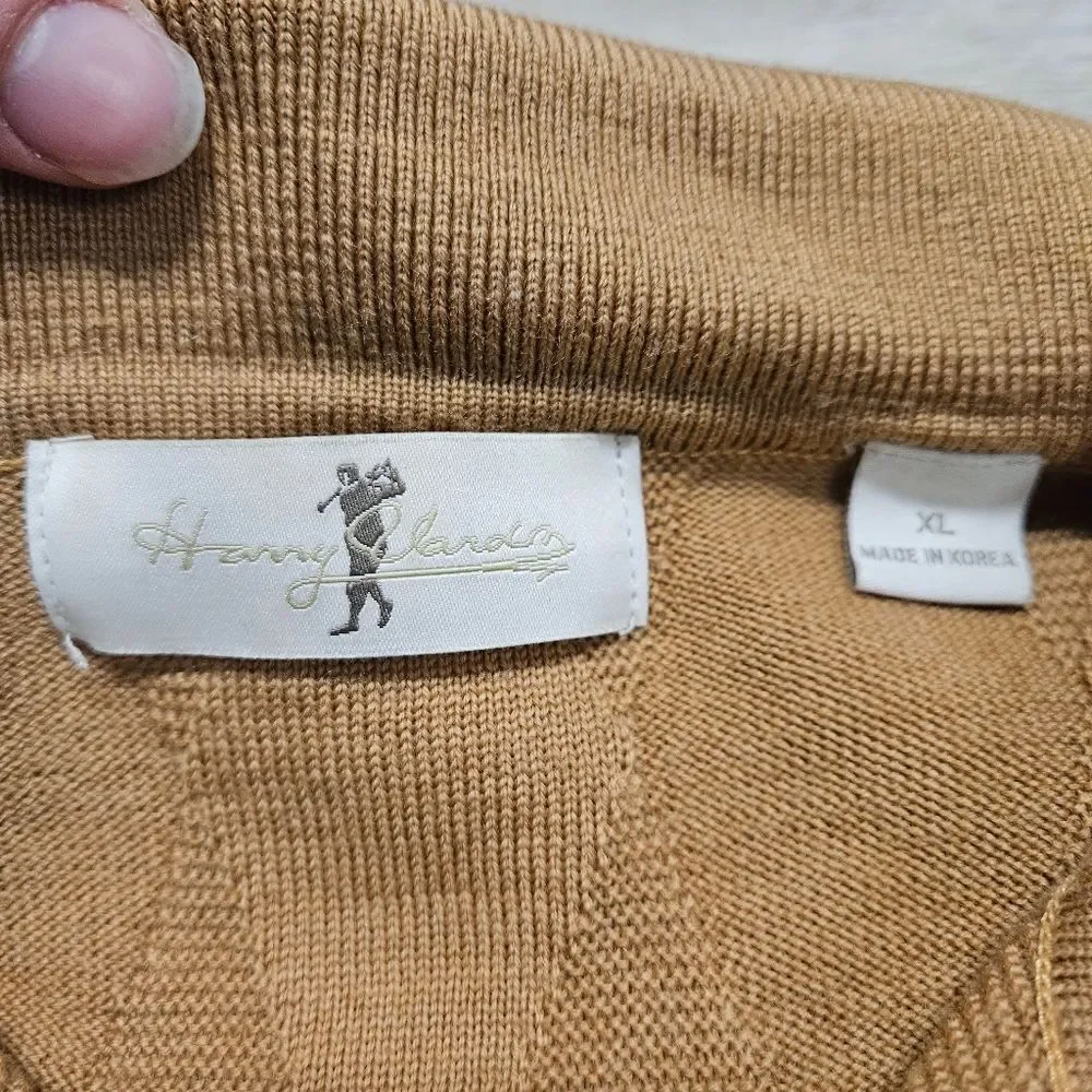 Harry Vardon Textured Collared Golf Sweater Men's XL Eclectic Grandpacore Tan
